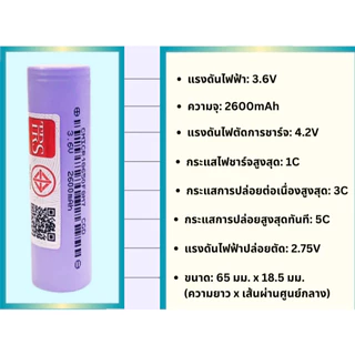 ถ่านชาร์จ 18650 แท้จากโรงงาน มีมาตรฐาน ความจุ 1200mAh ถึง 3400mAh ความจุเต็ม 3.7V MAX 4.2V (18650)