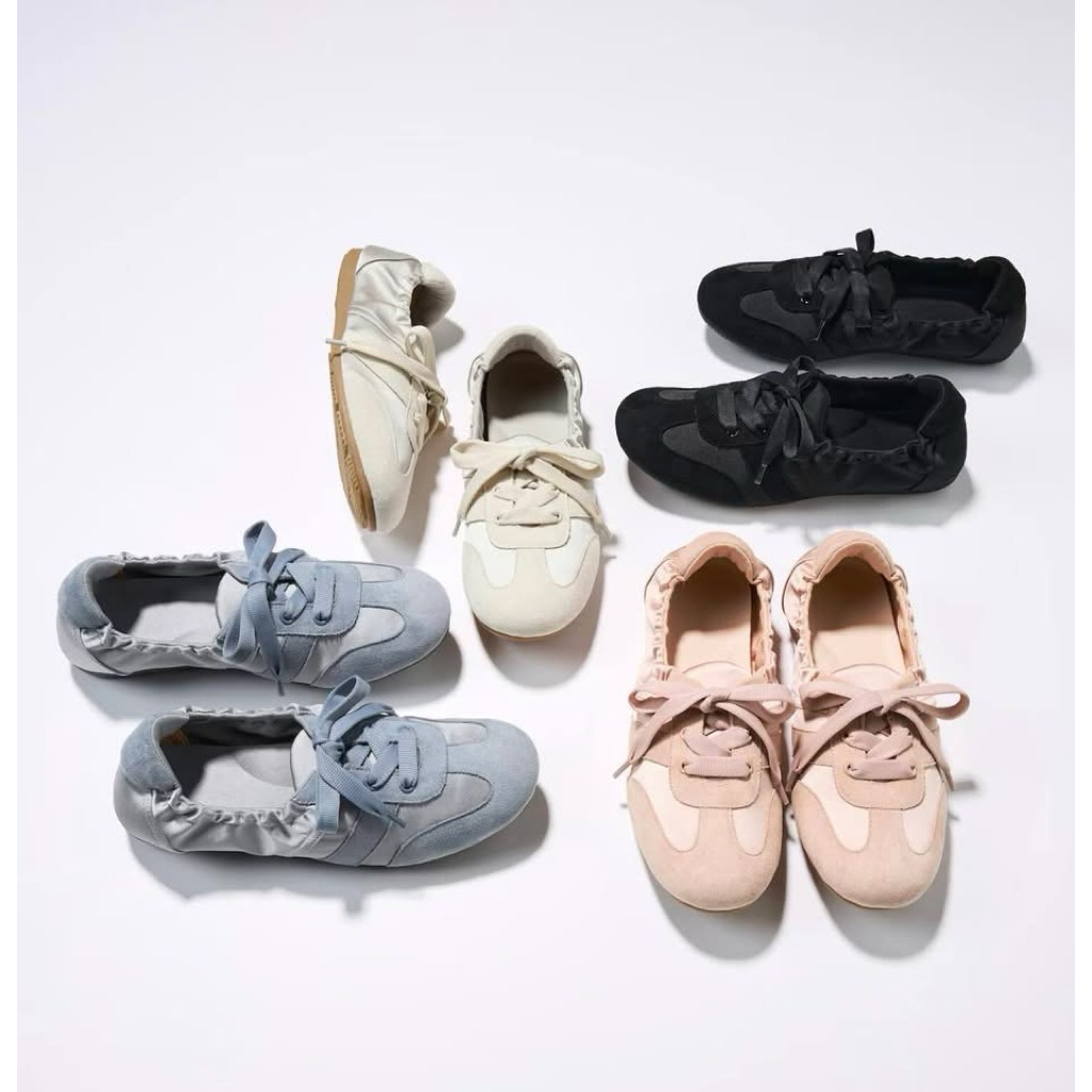 ‼️ร้านนี้ถูกที่สุด‼️รองเท้าของแท้จาก GU ทรงบัลเล่ต์ผสมความสปอร์ต งานดีเทลขอบระบายและเชือกผูกคือที่สุดของความคิวท์
