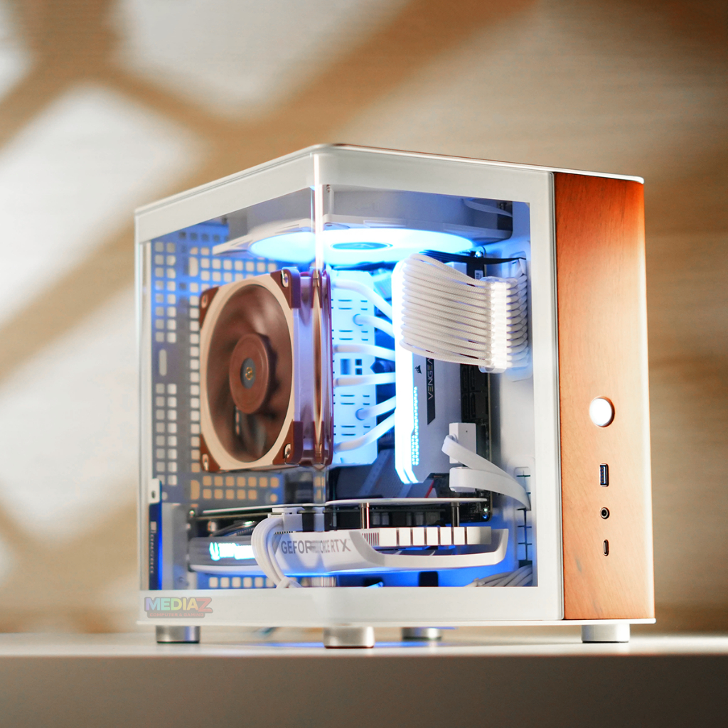 ส่งทันที เคส itx กระจกหนาโค้ง2ด้าน อลูมิเนียมอัลลอยด์ ไม้แท้แต่งลาย สีขาวดำ Media Z tk-0 Jonsbo Case