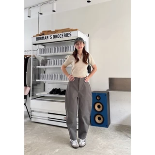 Barrell pants กางเกงบาเรลผ้าซูปเปอร์กึ่งยีนส์หนาอยู่ทรงสวย
