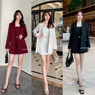 JARIYA•ชุดset 4ชิ้น (ผ้าสูทขึ้นทรง) เสื้อสูทแขนยาวและสายเดีย…