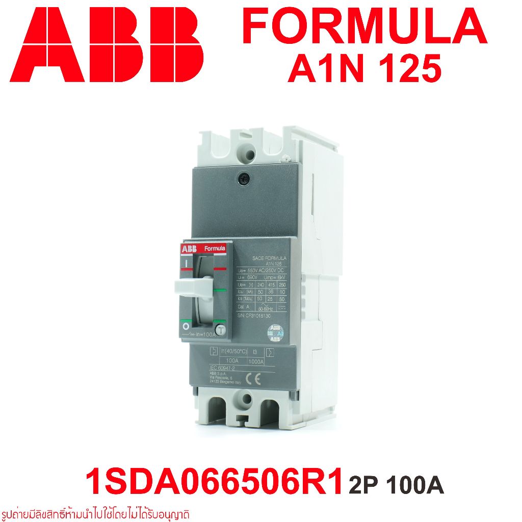 1SDA066506R1 ABB SACE Formula A1N125 2P 100A ABB MCCB ABB A1N