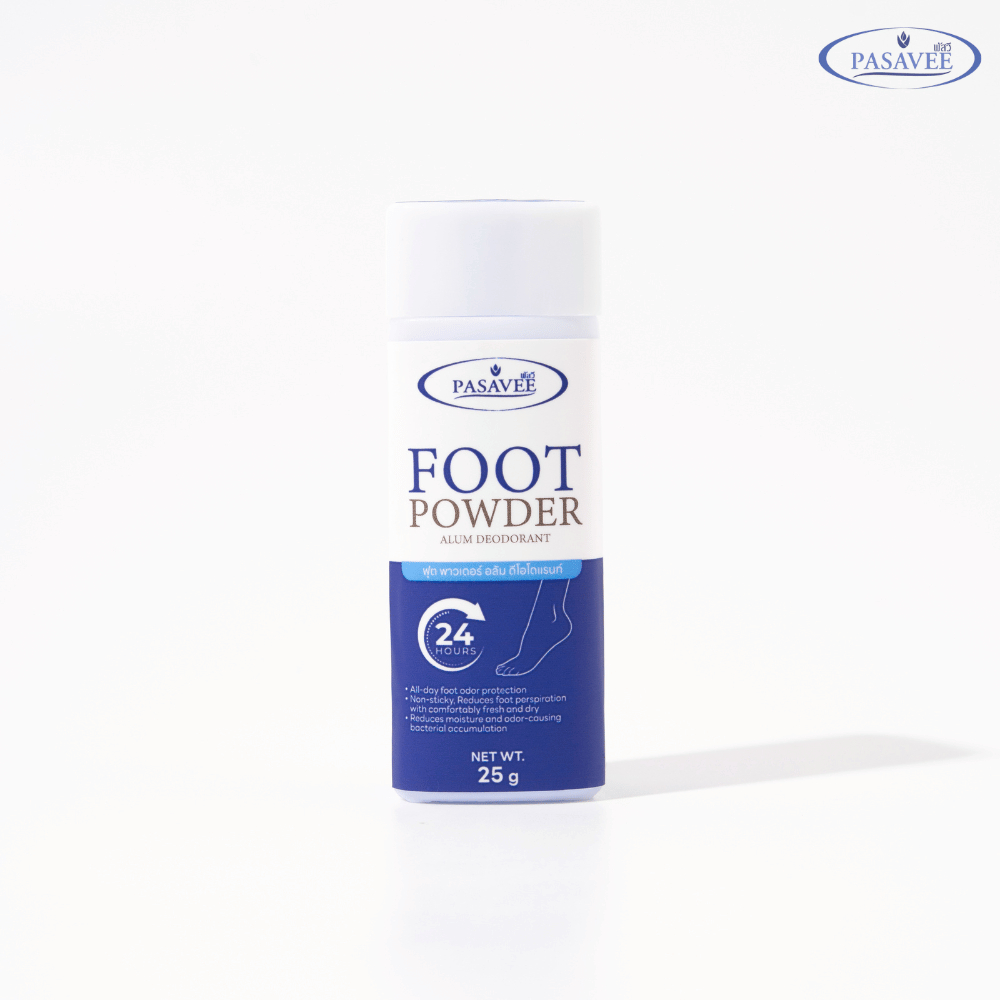 แป้งสารส้มระงับกลิ่นเท้าพัสวี 25g PASAVEE FOOT ALUM DEODORANT POWDER