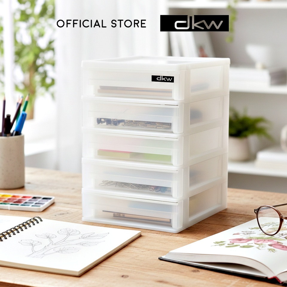 DKW by BanBaan กล่องลิ้นชักเล็ก 5 ชั้น สีขาวขุ่น HH-460/5S