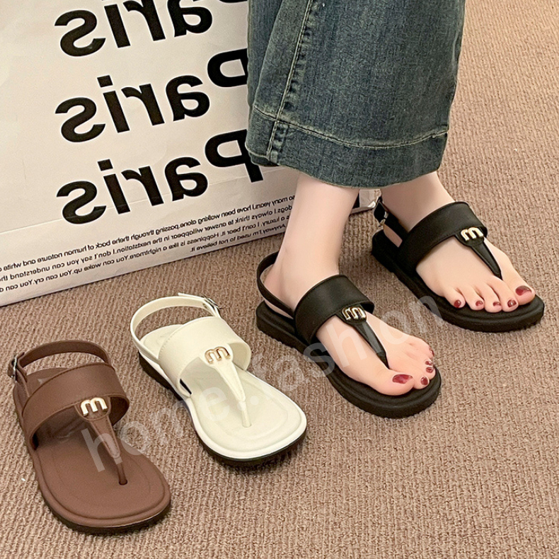 รองเท้าแตะ  รัดส้นแบบหูหนีบ ยาง PVC พื้นนิ่ม ใส่สบาย เสริมส้น ดีไซน์สวย   พร้อมส่งในไทย มีส่งด่วน S-243