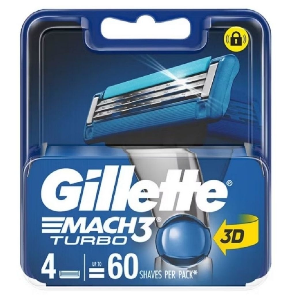 Gillette Mach3​ Turbo ยิลเลตต์​ มัคทรี เทอร์โบ​ ใบมีดโกนหนวดแพ็ค4ชิ้น