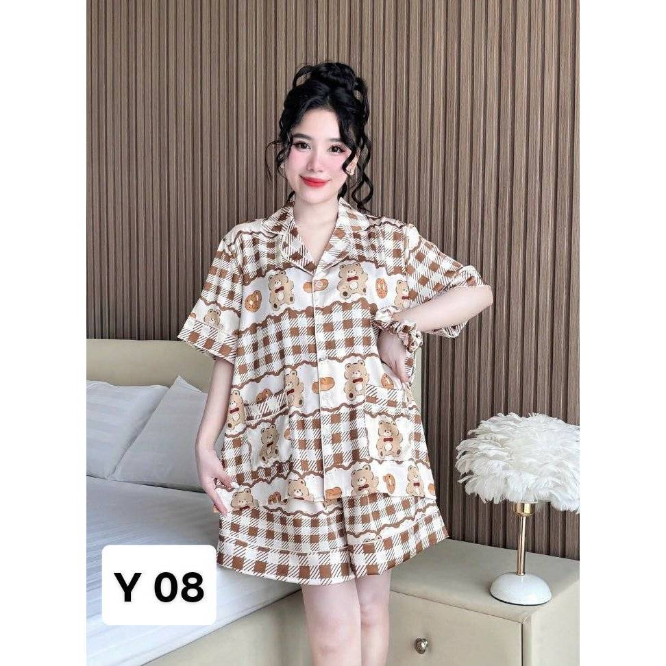 🔥เข้าใหม่🔥ชุดนอนแขนสั้น-ขาสั้น ผ้าไหมLatin (อก-44”)เซ็ทสามชิ้น - รูปที่ 7