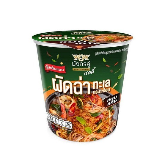 มังกรคู่ เรดดี้ (คัพ) วุ้นเส้นแบน รสผัดฉ่าทะเล 40 กรัม (1ถ้วย)