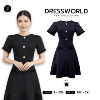 Fairyangelstore - เดรสผ้าทวิตแต่งกระดุมมุก (DW1161)