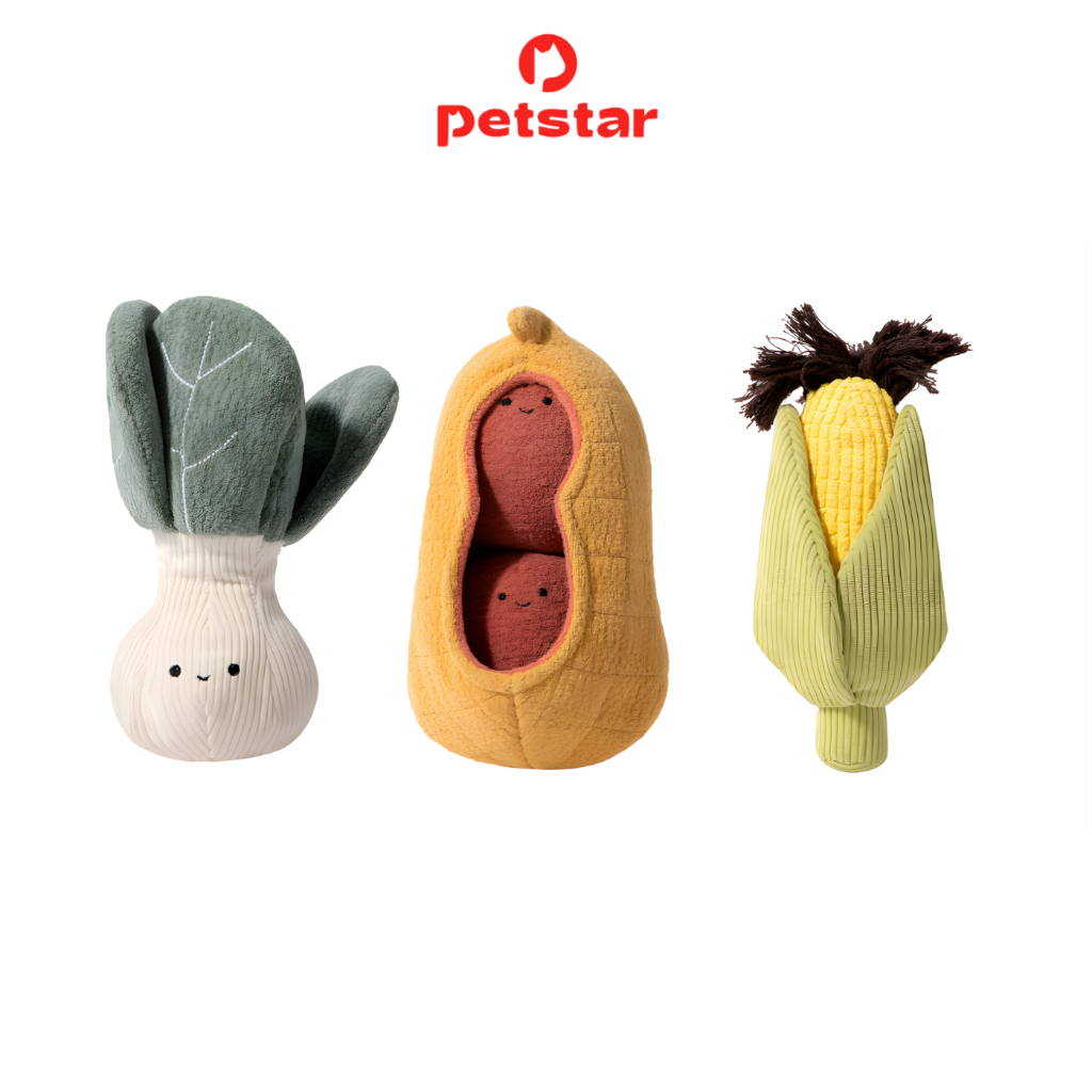 Petstar ของเล่นสุนัข มีเสียง ของเล่นสัตว์เลี้ยง 3 ชิ้น  Dog vegetable toy set วัสดุนุ่มปลอดภัย คุณภาพดี ทนทาน