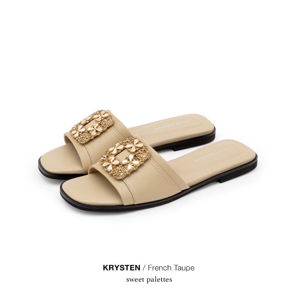 Sweet Palettes รองเท้า Sandal หนังแกะ Krysten French Taupe