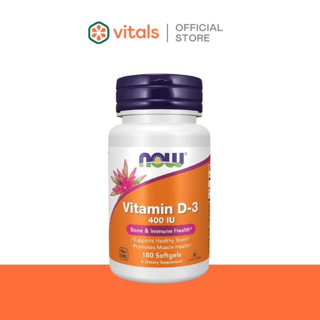 Now Foods Vitamin D3 400IU (180 Softgels) ดูแลสุขภาพกระดูก ฟัน และกล้ามเนื้อ