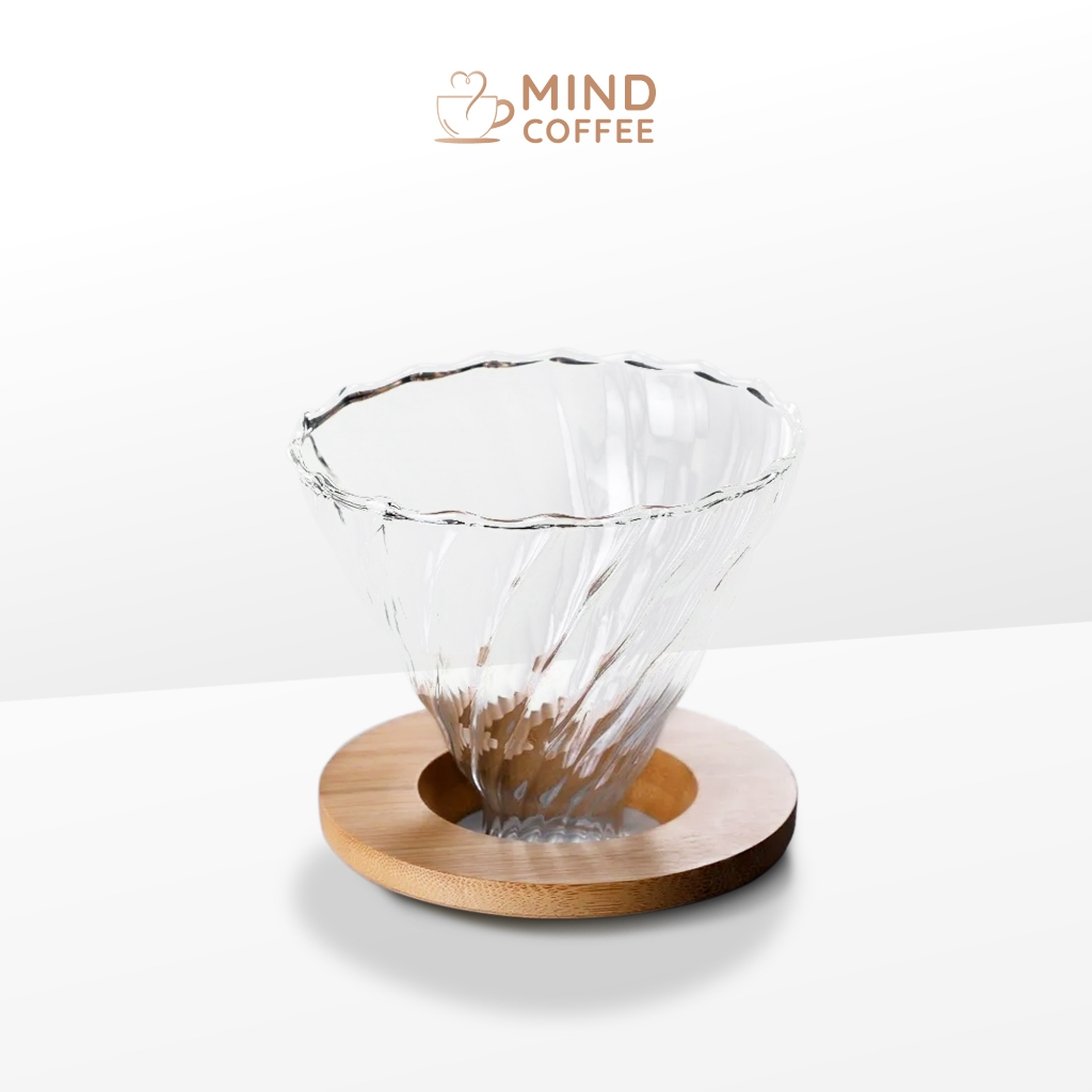 ชุดดริปกาแฟ ดริปเปอร์ กรวยกรองกาแฟ Glass Coffee Dripper พร้อมกระดาษกรอง 1-2 100แผ่น ควบคุมการไหลของกาแฟ MindCoffee