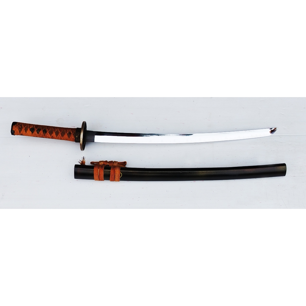 ดาบซามูไร ขนาดกลาง วากิซาชิ (Wakizashi) จำลองใบดาบโลหะไม่มีคม ยาว69cm. มือสองจากญี่ปุ่นแท้ Iaito Rep