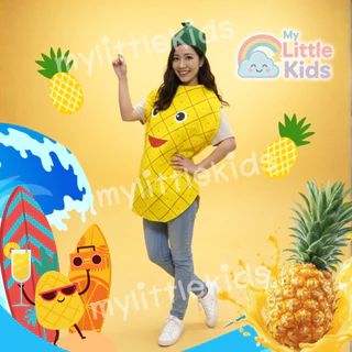 ชุดสับปะรด Pineapple ชุดแฟนซีผัก ชุดผักผลไม้ สำหรับเด็กและผู้ใหญ่ ใส่ไปงานโรงเรียน ปาร์ตี้ ชุดครอบครัวสีสดใส ชุดฮาโลวีน