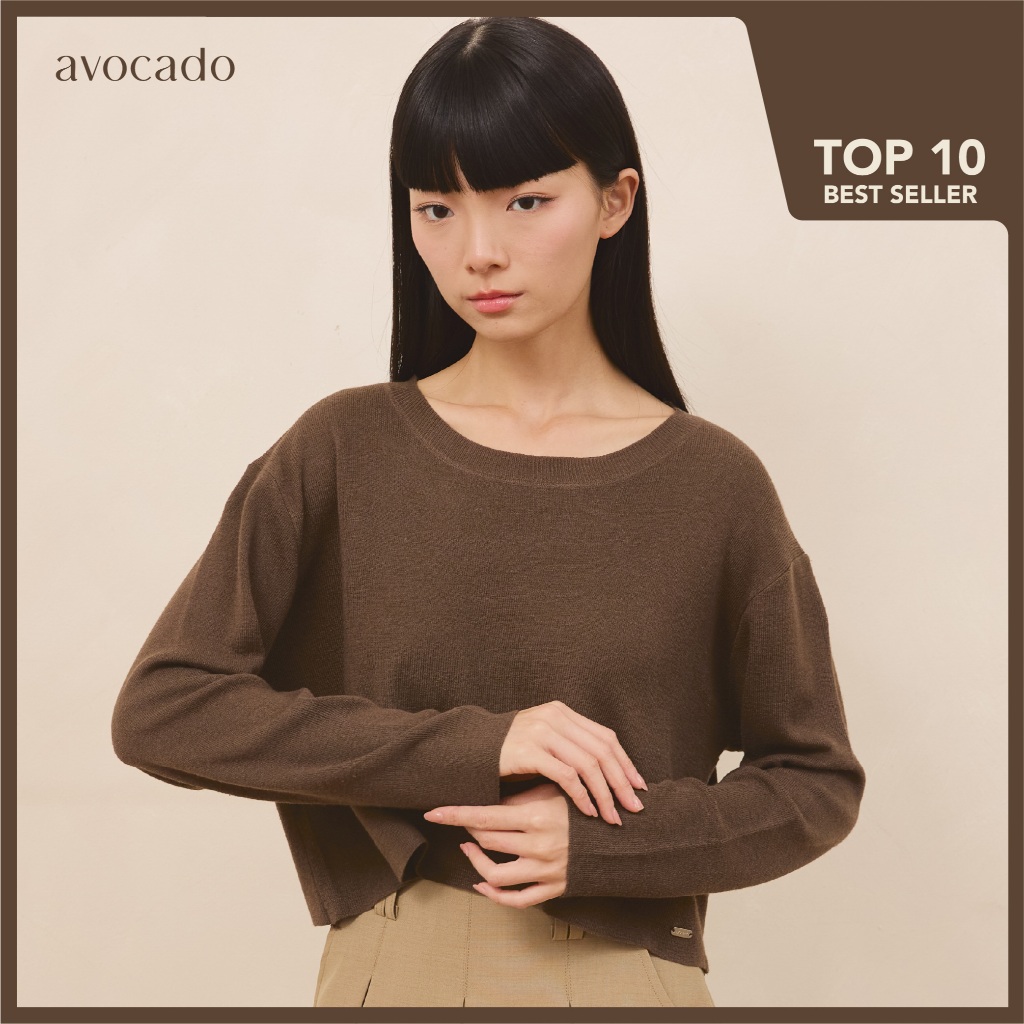 avocado - Jammy tops เสื้อแขนยาวคอปาดทรงครอป บางเบา ใส่สบาย มี 8 สี