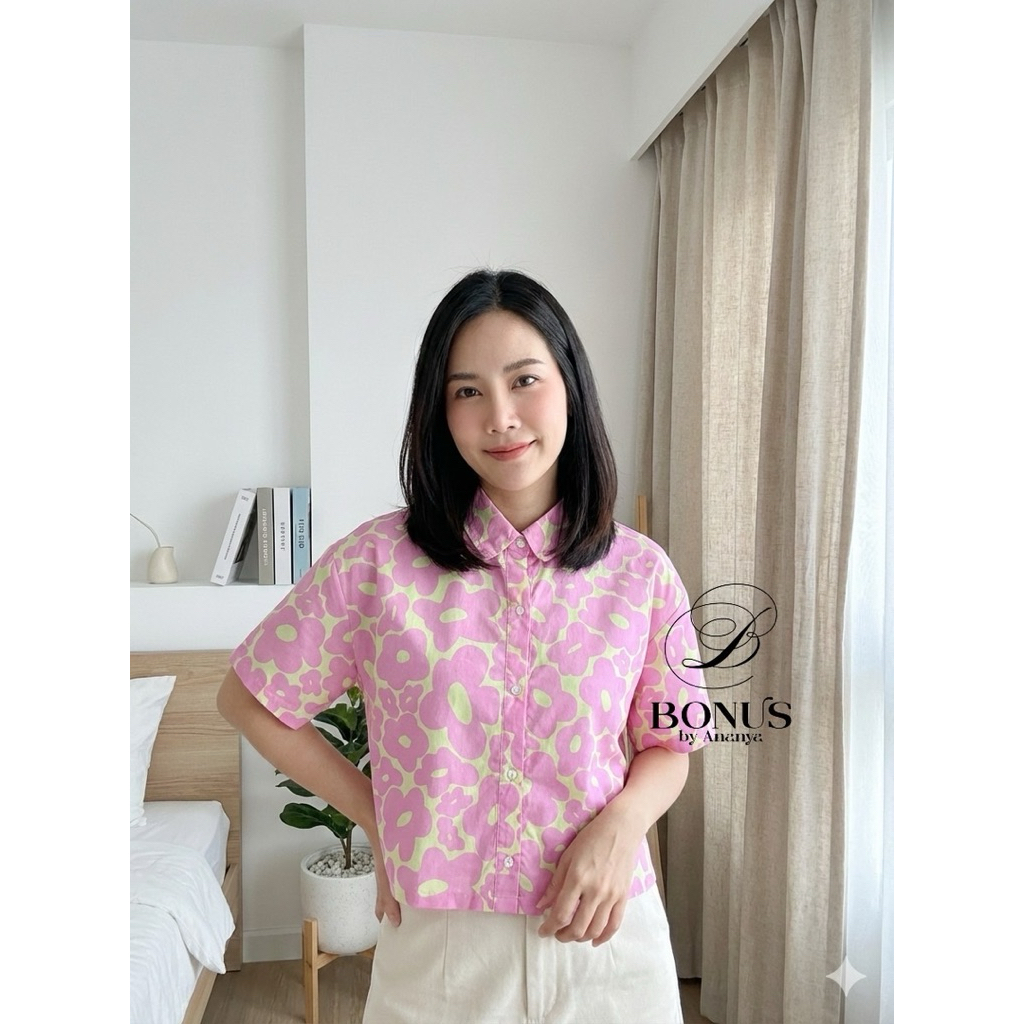 เสื้อเชิ๊ตชายตรงผ่าข้างคอตตอนญี่ปุ่น 100% สำหรับ สาวพลัสไซร์อก 50 ราคา ถูกที่สุด ดีลบีเคเค แกลเลอรีภาพที่ 2