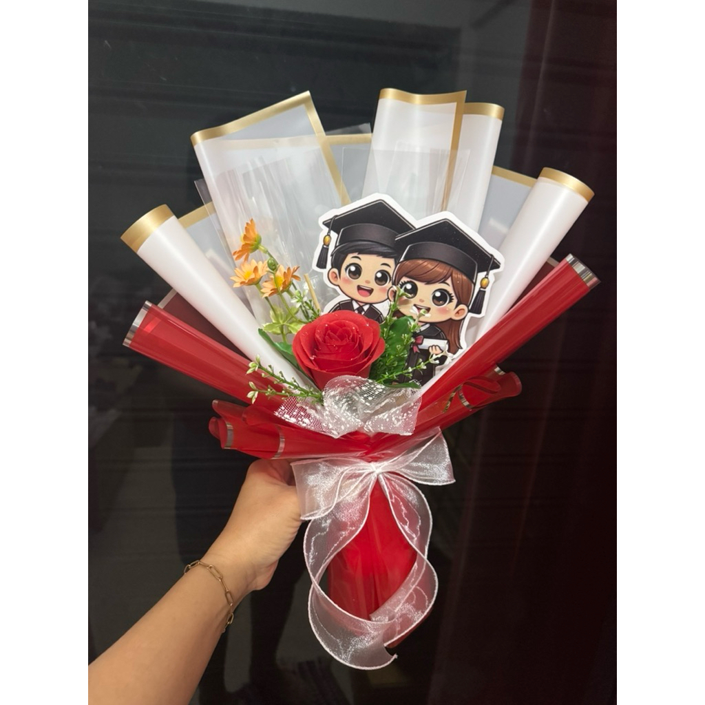 ช่อธนบัตร ช่อดอกไม้ใส่ธนบัตร5ใบช่อแสดงความยินดี