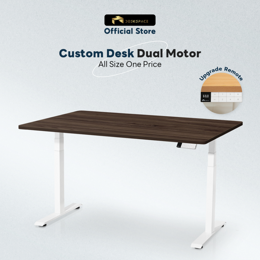 (Pre-Order 7-14 วัน) DESKSPACE โต๊ะปรับระดับไฟฟ้า Dual Motor สั่งผลิตท็อปไม้ตามขนาด มี USB-A,C ปรับค