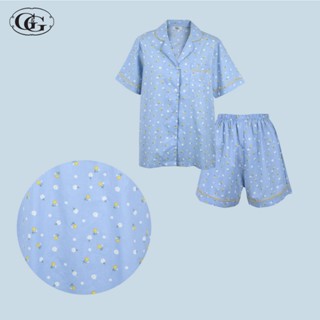 G&G ชุดนอน เสื้อแขนสั้นคอปก กางเกงขาสั้น ผ้าคอตตอน  EN1C014