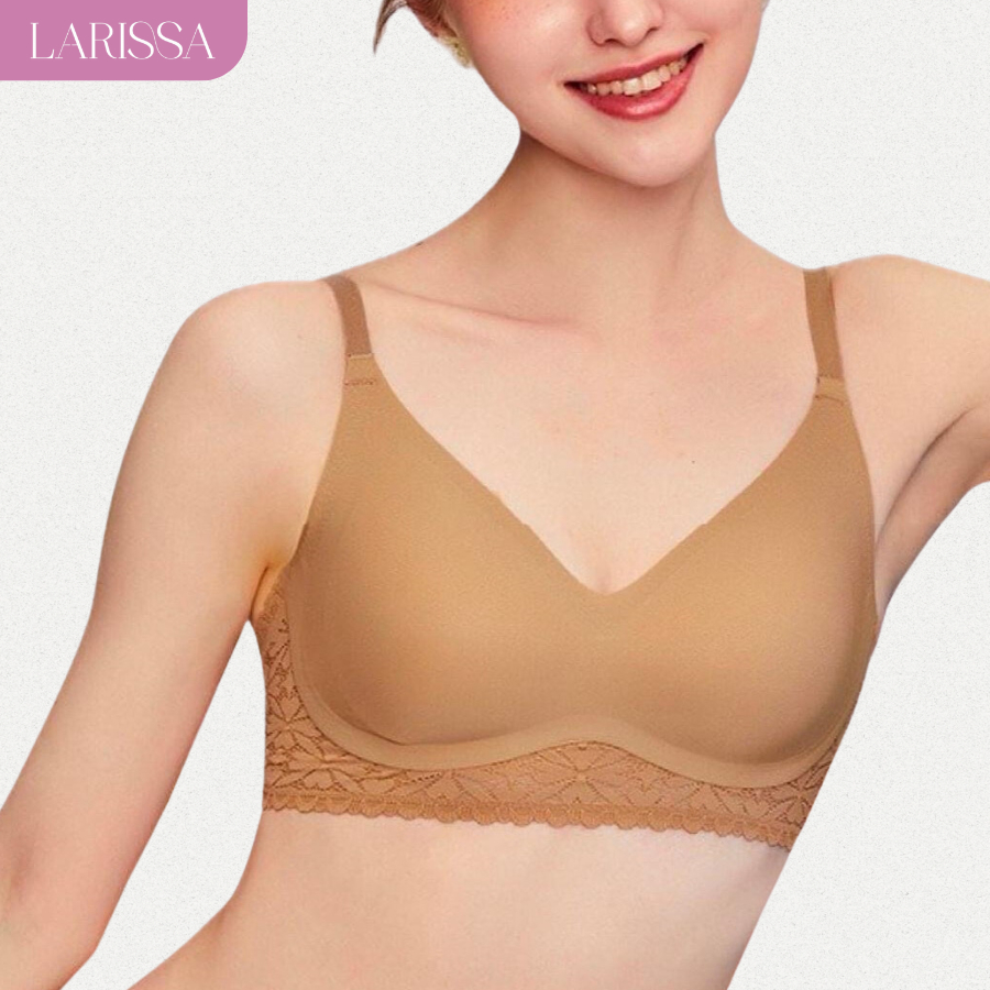 LARISSA LACY BASIC BRA  บราไร้โครง ตกแต่งลูกไม้ ใส่สบาย กระชับด้านข้าง ชุดชั้นใน LYCRA เกรดพรีเมี่ยม (#8840)
