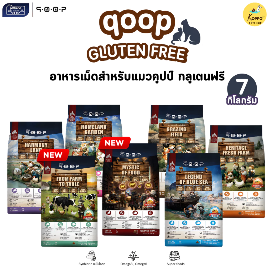 [Live] Qoop คูปป์ อาหารแมวเม็ดคุณภาพสูง ขนาด 7 kg มี 5 สูตร ไก่ไข่ปลา แกะไก่ปลา ไก่และไข่ ไก่ไข่และปลา และปลาทะเลรวม