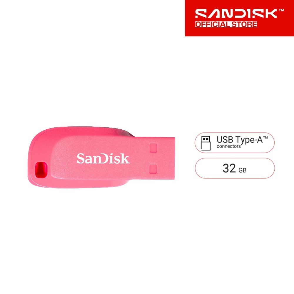SanDisk CRUZER BLADE USB แฟลชไดร์ฟ 32GB Pink, USB2.0 (SDCZ50-032G-B35PE สีชมพู)