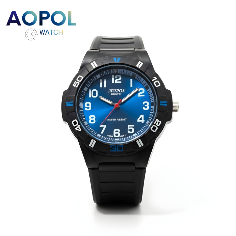 นาฬิกาข้อมือ AOPOL รหัส 802G เข็มพรายน้ำ กันน้ำได้สายยางเรซิน