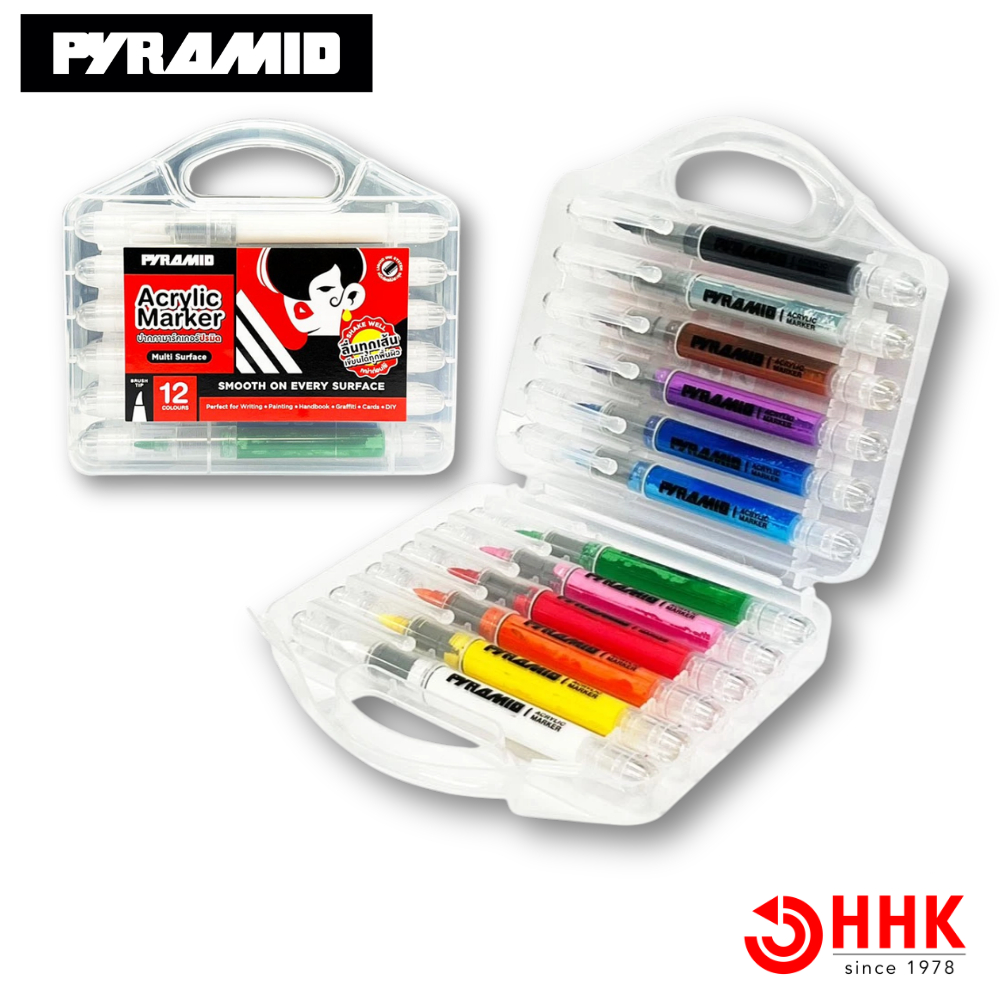 สินค้าใหม่  Pyramid Marker 12 สี หัวพู่กัน 691112