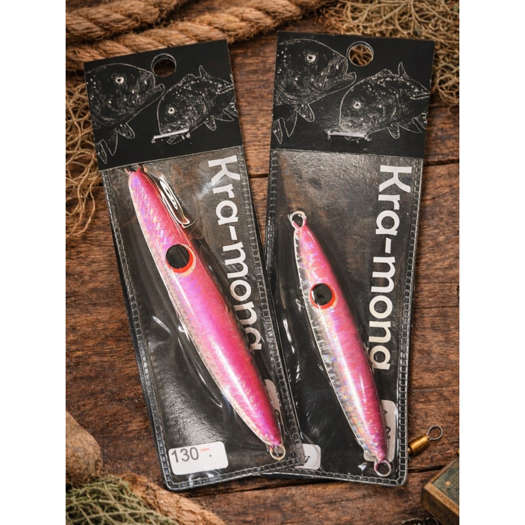 A-011 เหยื่อจิ๊กสีชมพู Pink Hologram Jig 50g-130g งานทะเล