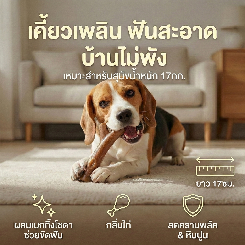 [แบรนด์แท้ USA🇺🇸] Arm and Hammer Barkies ของเล่นขัดฟันสุนัข กลิ่นไก่ สำหรับหมาเคี้ยวกลาง ขนาด 17ซม.