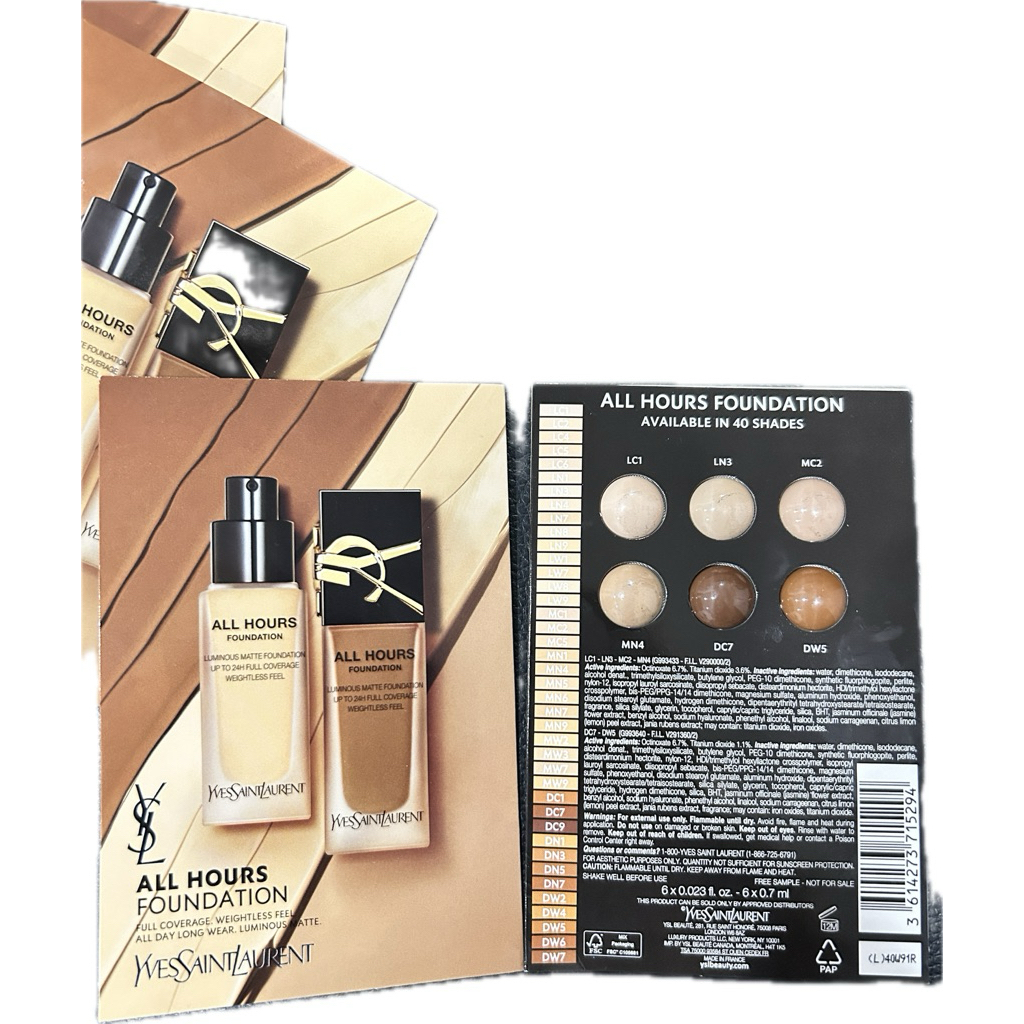 ✨ysl all hours foundation tester 6*0.7ml