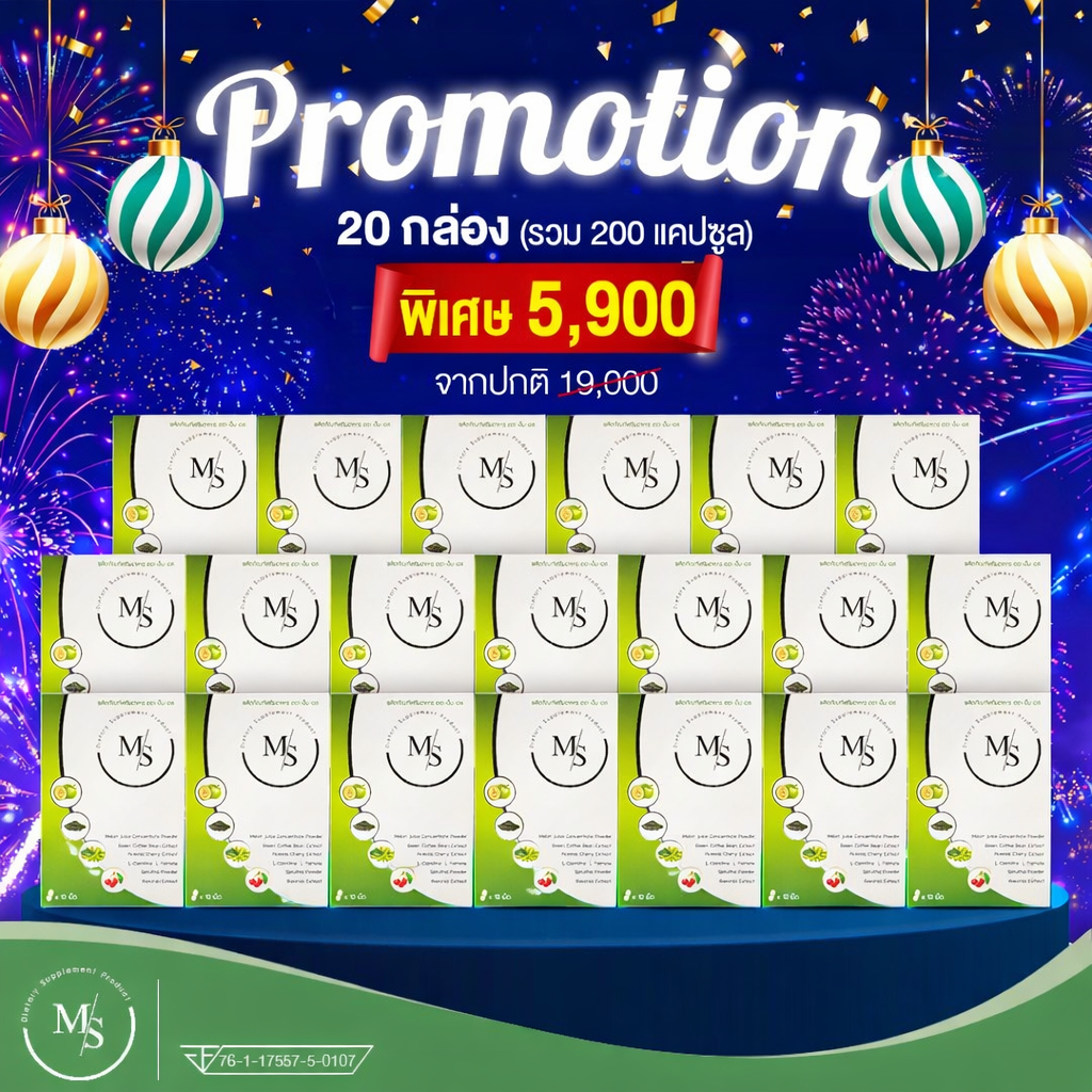 เรทตัวแทน Ms max to slim 20 กล่อง (200 แคปซูล)