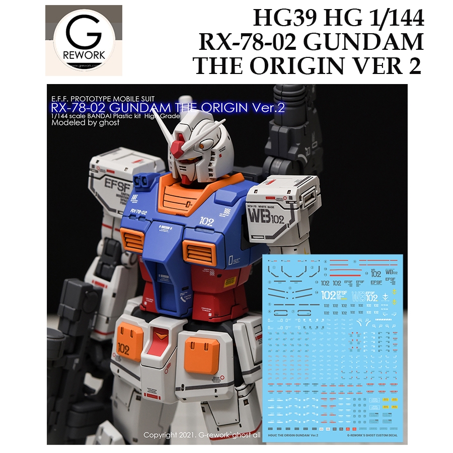 [ G Rework ] HG89 HG 1/144 RX 78 02 GUNDAM THE ORIGIN VER 2 GUNDAM WATER SLIDE DECAL
