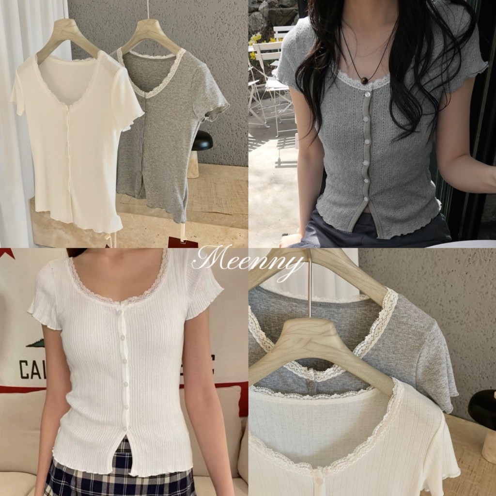 Meenny Closet | AG02 เสื้อน่ารักสไตล์เกาหลีเเต่งลูกไม้