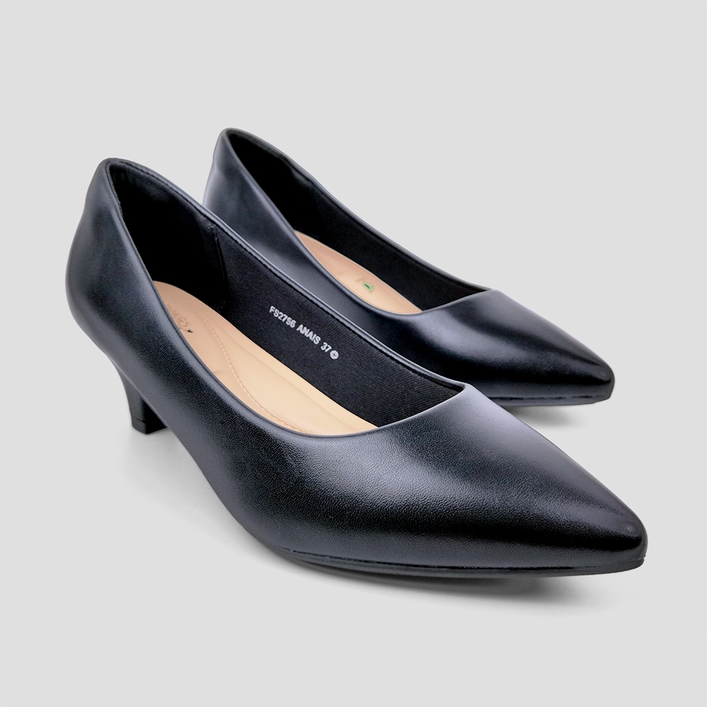 ST.JAMES รองเท้าหนังPU/รองเท้าคัทชู หัวแหลม ส้น 5 ซม. รุ่น ANAIS สี BLACK | รองเท้า ผู้หญิง