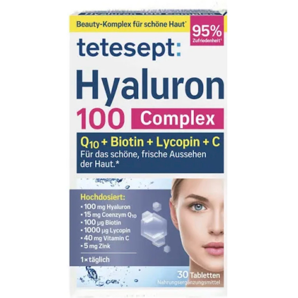 Tetesept Hyaluron ไฮยาลูลอน100mg จาก เยอรมัน ผสม Q10 + มะเขือเทศ ผิวใสออร่า ทานง่าย 30เม็ด - รูปที่ 4