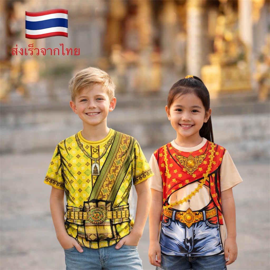 เสื้อเด็กสไบไทยแลนด์ เสื้อแขนสั้น เสื้อเด็กชาย เด็กหญิง พร้อมส่ง