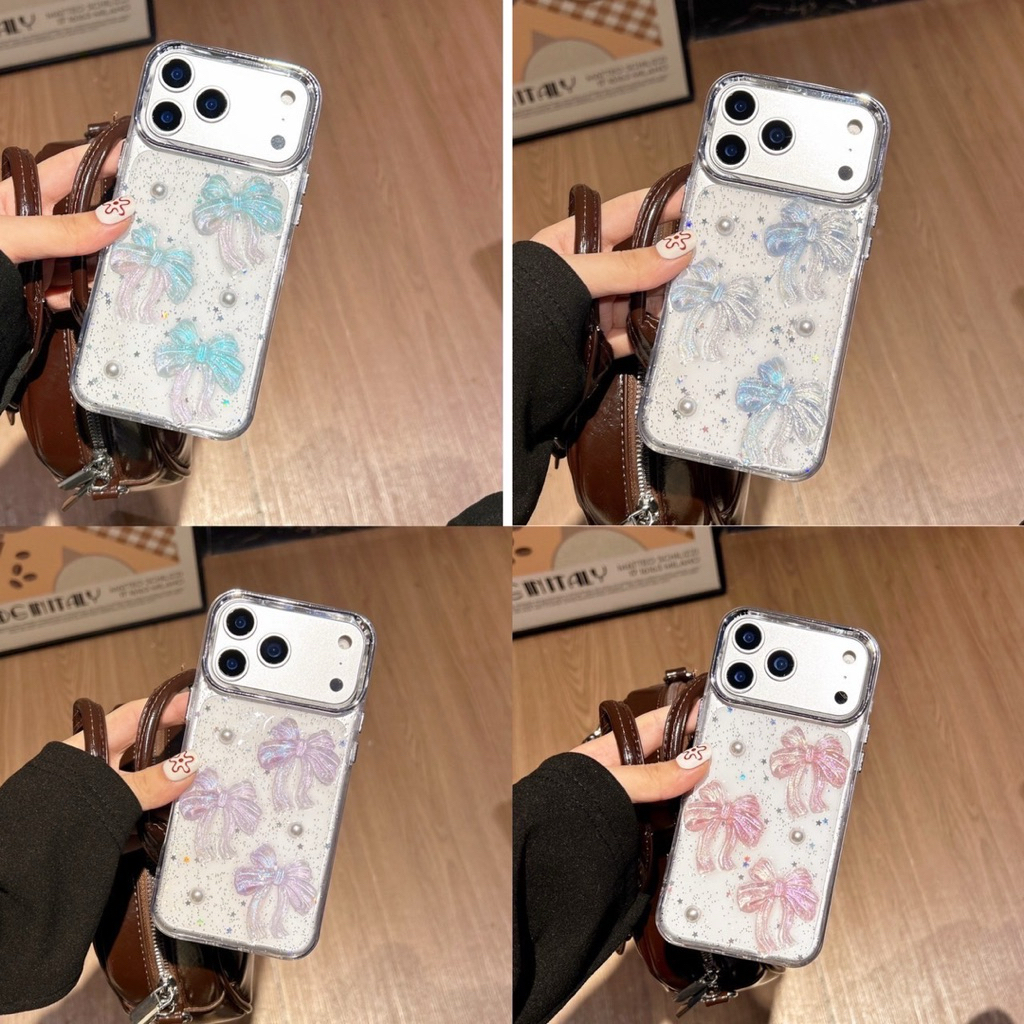 AD582 New case Set1 เคสเรซิ่นโบว์ สีพาสเทล งานน่ารัก สำหรับ11-15PM กันกระเเทกอย่างดี สินค้าพร้อมจัดส่งจากไทย