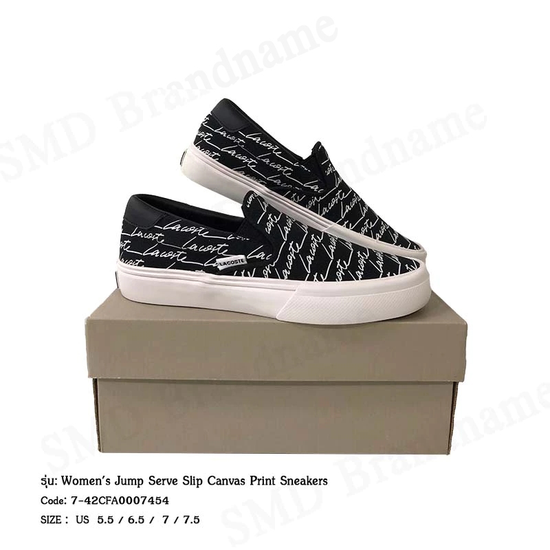 Lacoste รองเท้าผ้าใบผู้หญิง รุ่น Women's Jump Serve Slip Canvas Print Sneakers Code: 7-42CFA0007454