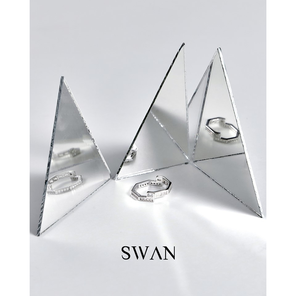 SWAN - Couple_Women Complete Me Couple Ring แหวนเงินแท้ ฝังเพชรคิวบิกเซอร์โคเนีย ดีไซน์คลาสสิก แมทช์ง่าย ใส่ได้ทั้งเขาแล