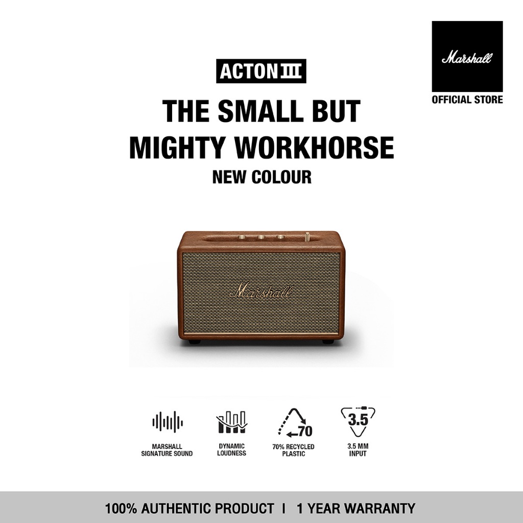 [NEW COLOUR] MARSHALL Acton III Brown -  รับประกัน 1 ปี + ส่งฟรี - ลำโพงบลูทูธ ลำโพง marshall ลําโพง bluetooth