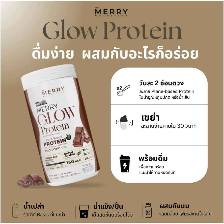 โปรตีนพืชMerry Glow Protein :ไม่มีถั่วเหลือง โปรตีน + คอลลาเจน วิตามิน แร่ธาตุ thumbnail 5