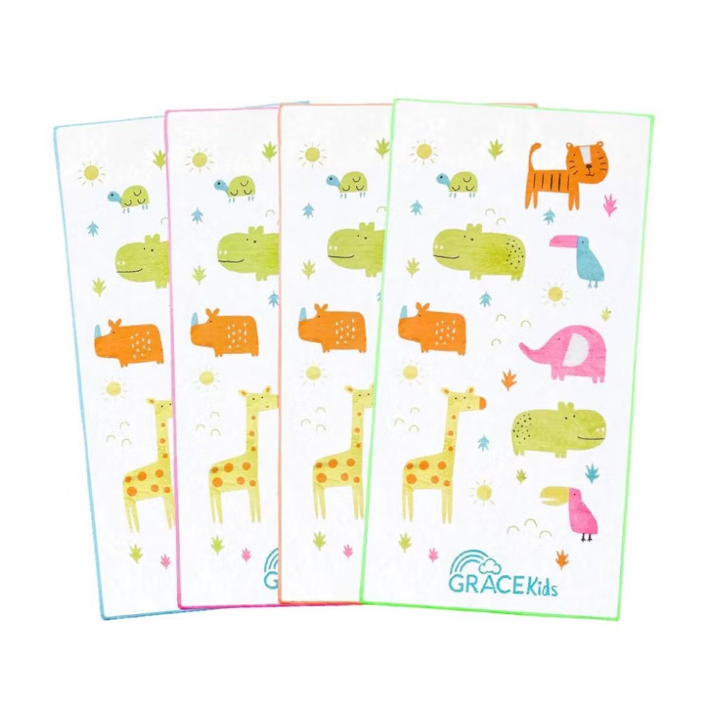 Grace Kids ผ้าเช็ดผม✅เด็กไมโครไฟเบอร์ 1 ผืน/ขนาด 35X75 cm. ลายน่ารัก ผ้าเช็ดตัวเด็ก ซับน้ำเยี่ยม แห้งไว
