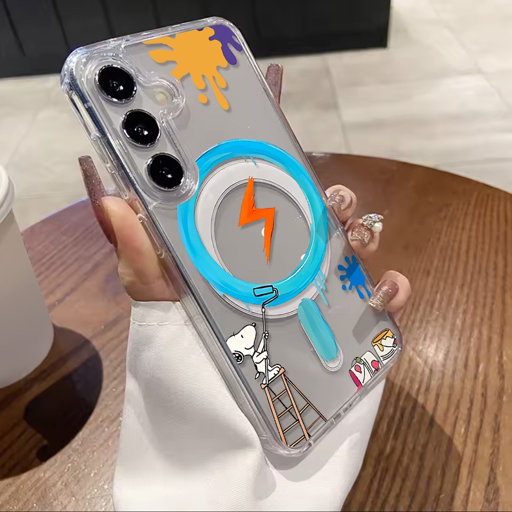Magnetic เคสโทรศัพท์ For Samsung A37 A57 A56 A07 A17 A16 S25 Ultra A55 A17 A07 A54 A15 A06 A26 A35 A36 ปกใส