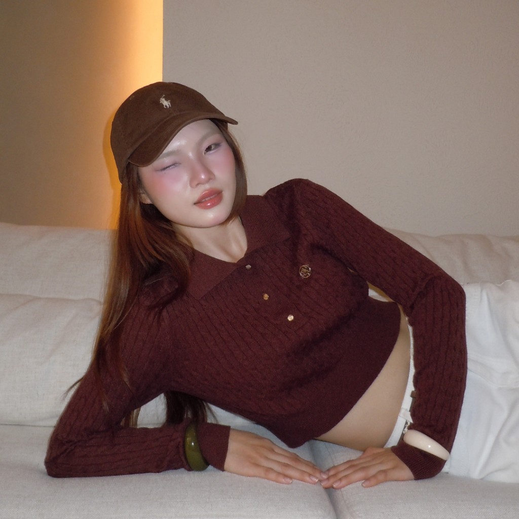 MUSTNIMAL | MonroePolo เสื้อไหมพรมโปโลทรงครอป