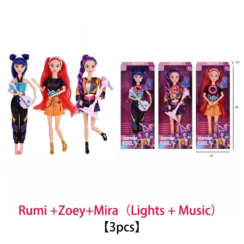 （ประเทศไทยTH）ด้วยแสงสีและเสียงดนตรี ของเล่นตุ๊กตา kpop demon hunter Zoey Mira Rumi Action Figure ชุดของเล่นเด็กของขวัญ thumbnail 4