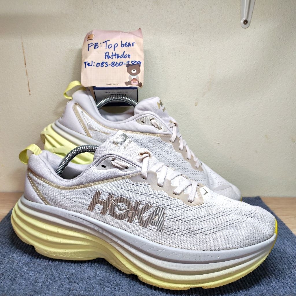 Hoka Bondi 8 🤍💛ของแท้💯 ไซส์ Eu44 28cm. รองเท้ามือสองของแทั