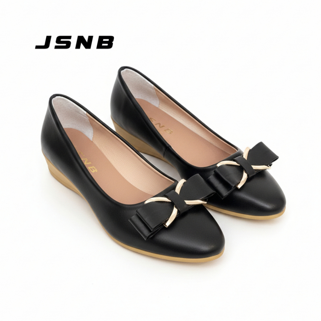 JSNB รองเท้าทำงานผู้หญิง คัทชูหัวมน รุ่น Sweet Ribbon ดีไซน์เรียบหรู ดูแพง ใส่ได้ทุกโอกาส พร้อมส่ง [LN892]