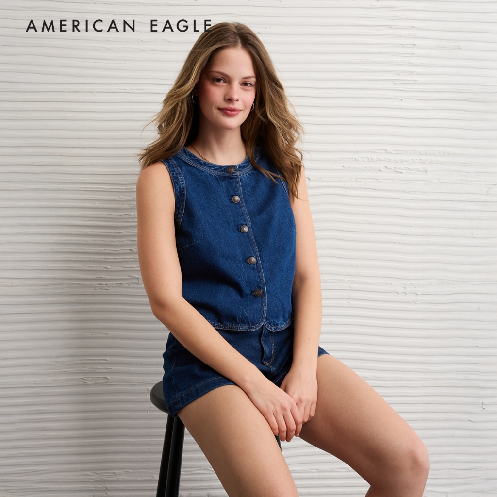 American Eagle Denim Vest เสื้อกั๊ก ผู้หญิง เดนิม (NWSB 035-6731-896)